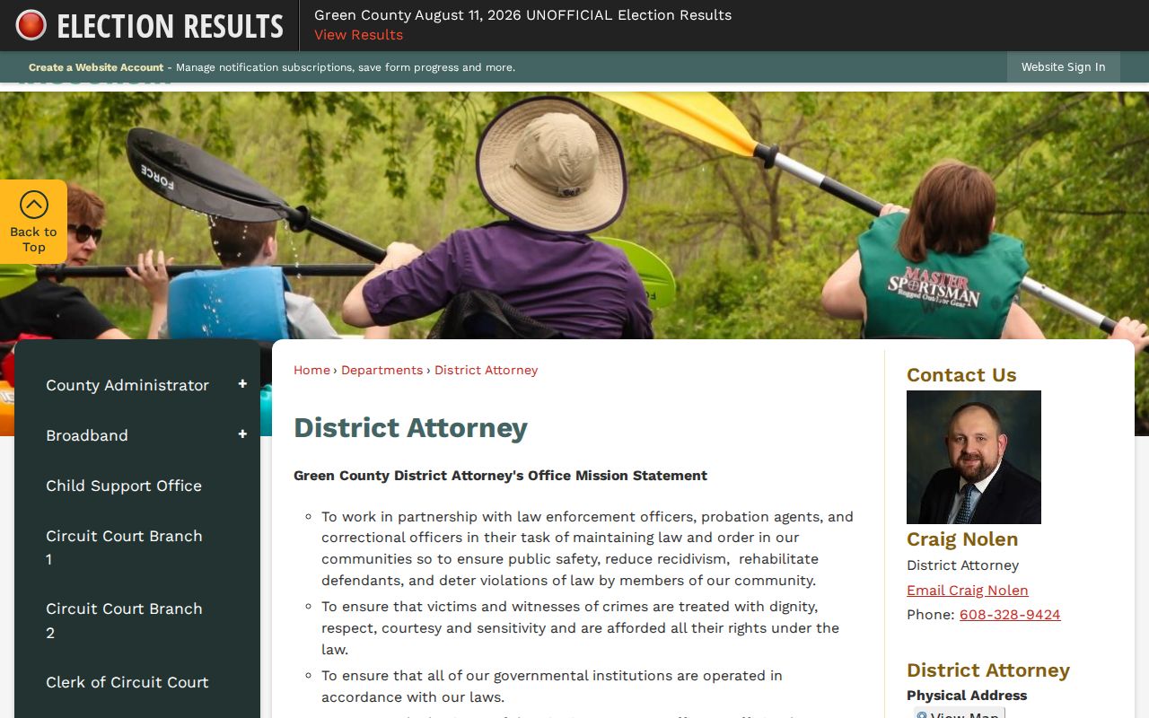 Green County District Attorney role in criminal court case stages