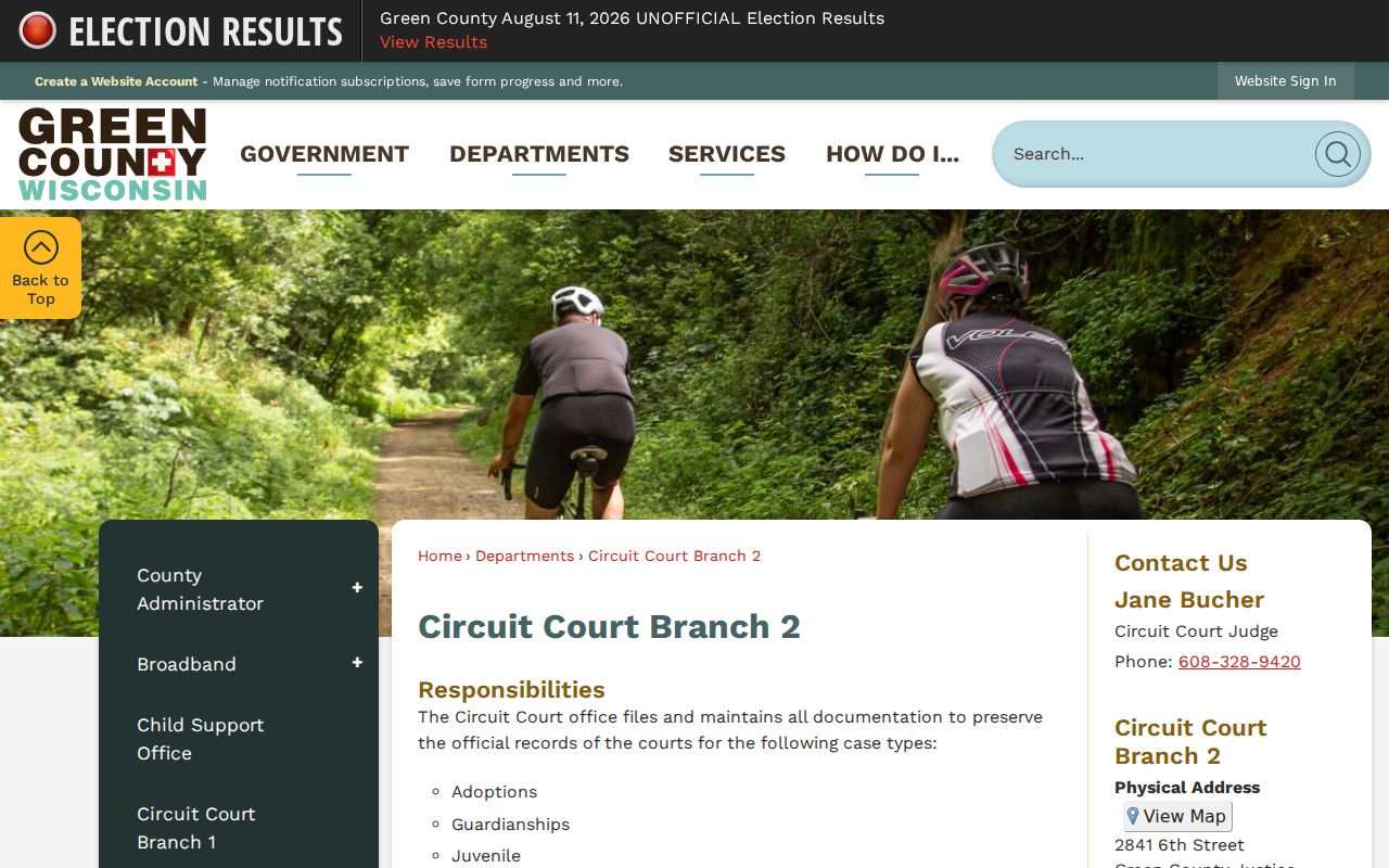 Green County criminal court Branch 2 contact information