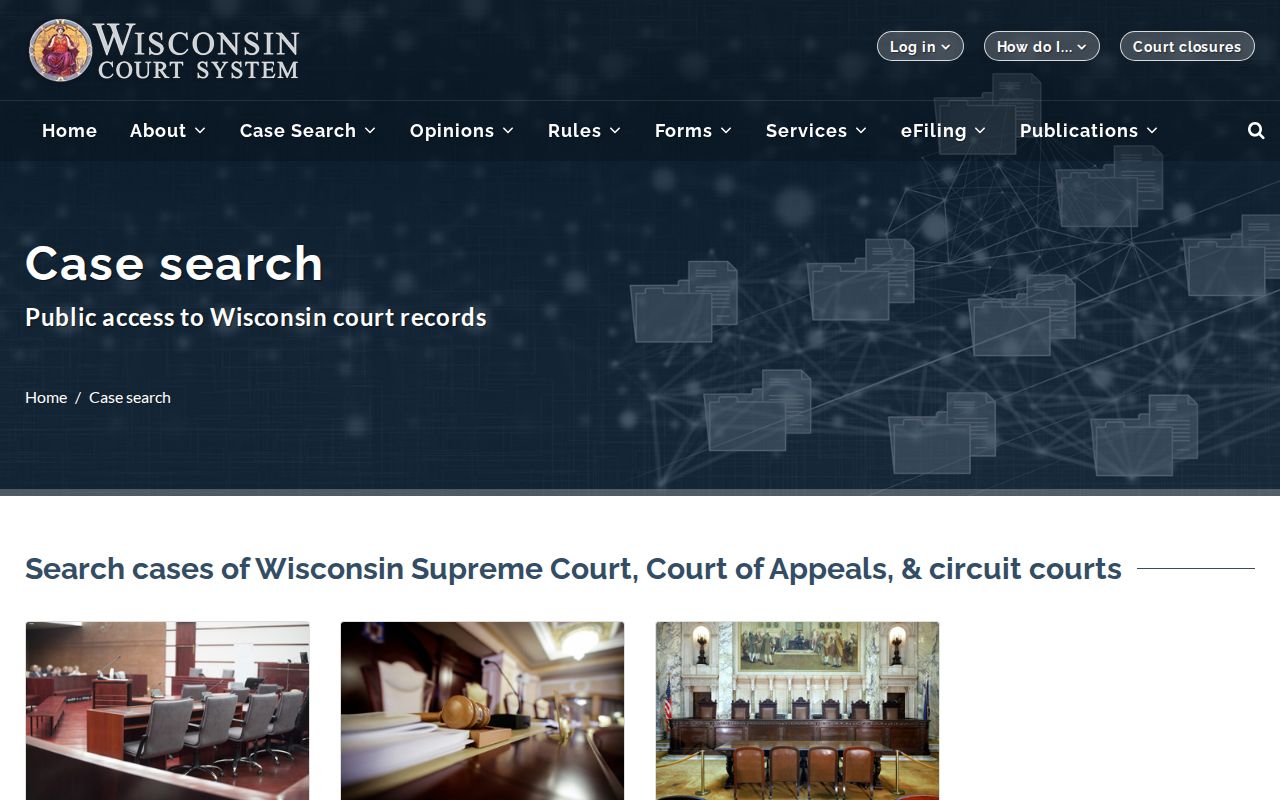 Green County court case lookup at the Wisconsin court search gateway