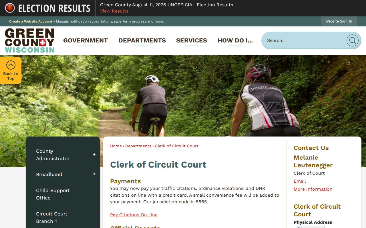 Green County Clerk of Circuit Court criminal record counter
