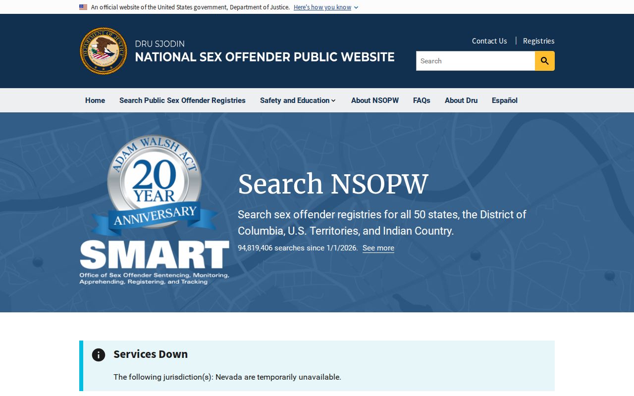National registry search layer for a Green County sex offender lookup